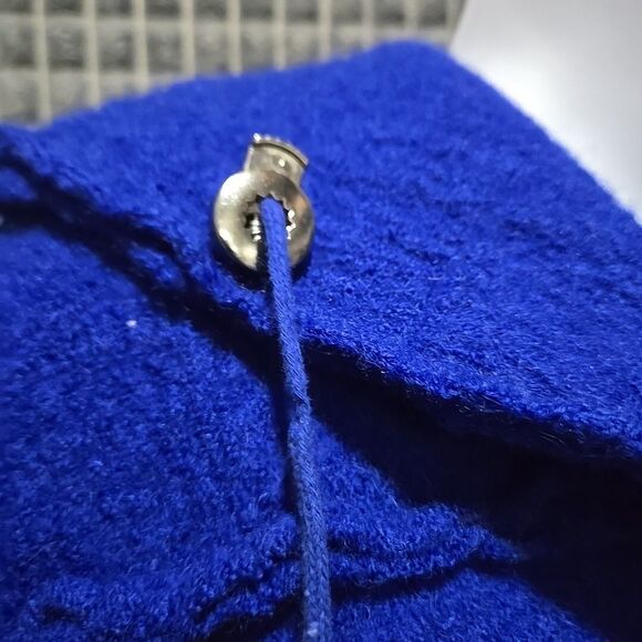 Y2K Wool Statement Sweater Jacket SzS/M Hooded Blue Mod Twee Glam Rock 60s 80s - Picture 7 of 16